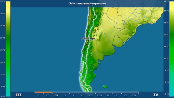 Température Maximale Par Mois Dans Région Chili Avec Légende Animée — Video