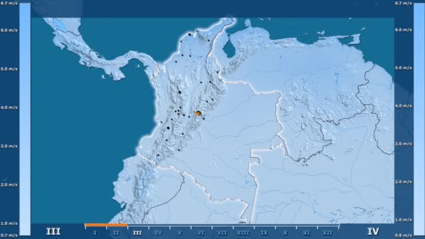 Velocidade Vento Por Mês Área Colômbia Com Lenda Animada Forma — Vídeo de Stock