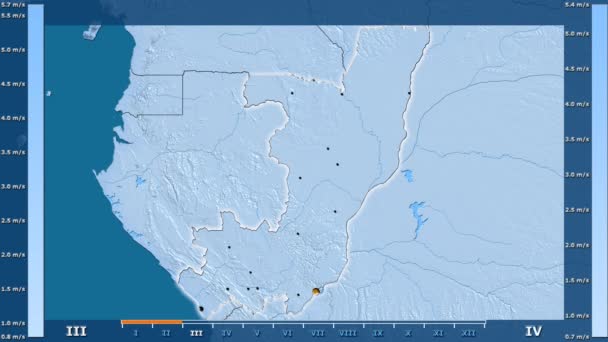 Velocidad Del Viento Por Mes Área Del Congo Brazzaville Con — Vídeos de Stock