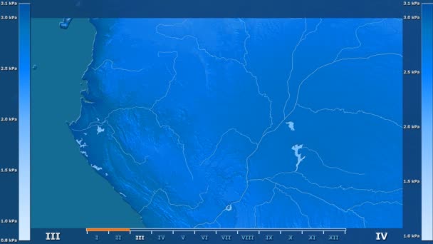 Wasserdampfdruck Pro Monat Kongo Brazzaville Gebiet Mit Animierter Legende Rohfarbiger — Stockvideo