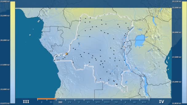 Radiación Solar Por Mes Zona Del Congo Kinshasa Con Leyenda — Vídeo de stock