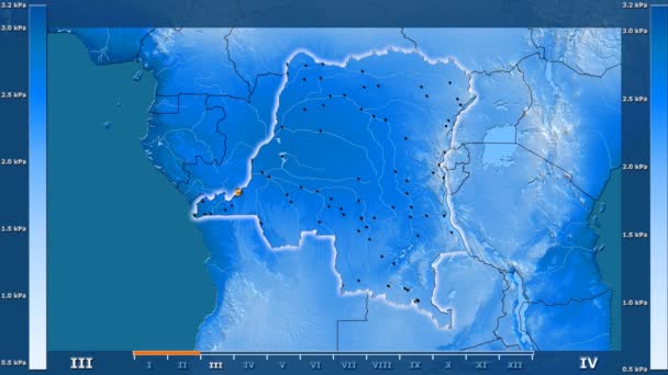 Druk Van Waterdamp Maand Het Gebied Van Congo Kinshasa Met — Stockvideo