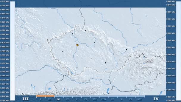 Water Vapor Pressure Month Czech Republic Area Animated Legend Glowing — Stock Video