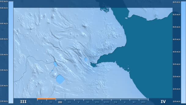 Velocità Del Vento Mese Nell Area Gibuti Con Legenda Animata — Video Stock