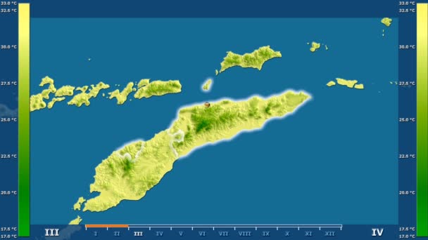 Temperatura Máxima Por Mês Área Timor Leste Com Lenda Animada — Vídeo de Stock