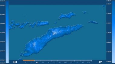 Doğu Timor alan animasyonlu efsanesi - ham renk shader ile su buharı basıncı aya göre. Sterografik projeksiyon