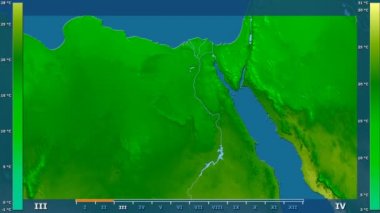 Animasyonlu efsanesi - ham renk shader ile Mısır alanında ortalama sıcaklık aya göre. Sterografik projeksiyon