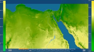 Animasyonlu efsanesi - ham renk shader ile Mısır alanında maksimum sıcaklık aya göre. Sterografik projeksiyon