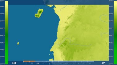 Animasyonlu efsanesi - ham renk shader ile Ekvator Ginesi alanında maksimum sıcaklık aya göre. Sterografik projeksiyon