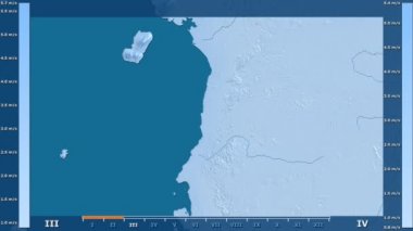 Rüzgar hızı animasyonlu efsanesi - ham renk shader ile Ekvator Ginesi alanında aya göre. Sterografik projeksiyon