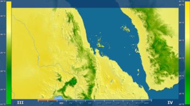 Animasyonlu efsanesi - ham renk shader ile Eritre alanında maksimum sıcaklık aya göre. Sterografik projeksiyon