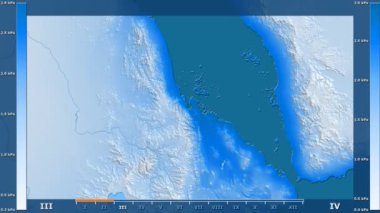 Animasyonlu gösterge - ham renk shader ile Eritre bölgede su buharı basıncı aya göre. Sterografik projeksiyon