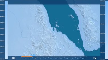 Rüzgar hızı animasyonlu efsanesi - ham renk shader ile Eritre alanında aya göre. Sterografik projeksiyon