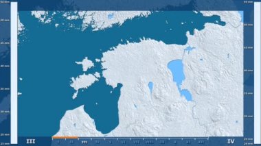 Animasyonlu gösterge - ham renk shader ile Estonya bölgede yağış aya göre. Sterografik projeksiyon