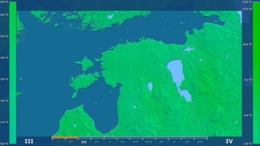 Animasyonlu efsanesi - ham renk shader ile Estonya alanında maksimum sıcaklık aya göre. Sterografik projeksiyon