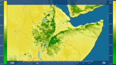 Etiyopya alanda animasyonlu gösterge - ham renk shader ile maksimum sıcaklık aya göre. Sterografik projeksiyon