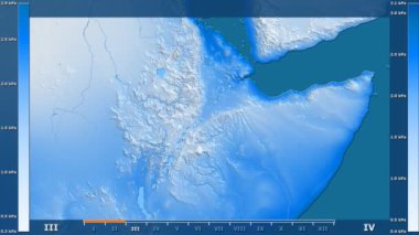 Su buharı basıncı Etiyopya alanda animasyonlu gösterge - ham renk shader ile aya göre. Sterografik projeksiyon