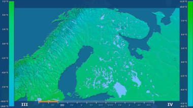 Animasyonlu efsanesi - ham renk shader ile Finlandiya alanında maksimum sıcaklık aya göre. Sterografik projeksiyon