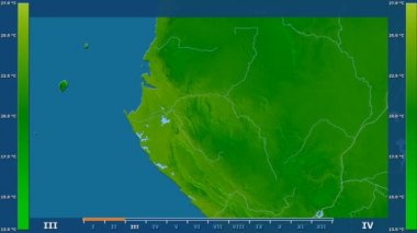 Animasyonlu efsanesi - ham renk shader ile Gabon alanında minimum sıcaklığı aya göre. Sterografik projeksiyon