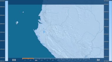Rüzgar hızı Gabon alanda animasyonlu gösterge - ham renk shader ile aya göre. Sterografik projeksiyon