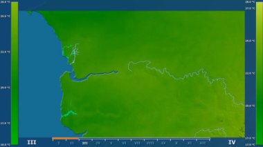 Animasyonlu efsanesi - ham renk shader ile Gambiya alanında minimum sıcaklığı aya göre. Sterografik projeksiyon