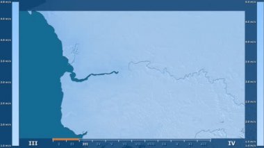 Rüzgar hızı animasyonlu efsanesi - ham renk shader ile Gambiya alanında aya göre. Sterografik projeksiyon