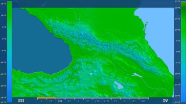 Georgia alanda animasyonlu gösterge - ham renk shader ile maksimum sıcaklık aya göre. Sterografik projeksiyon