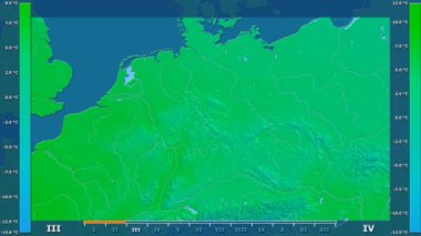 Animasyonlu efsanesi - ham renk shader ile Almanya alanında ortalama sıcaklık aya göre. Sterografik projeksiyon