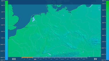 Animasyonlu efsanesi - ham renk shader ile Almanya alanında minimum sıcaklığı aya göre. Sterografik projeksiyon