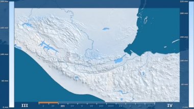 Animasyonlu efsanesi - ham renk shader ile Guatemala alan yağış aya göre. Sterografik projeksiyon