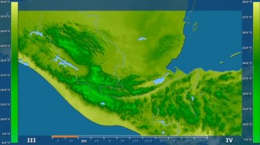 Animasyonlu efsanesi - ham renk shader ile Guatemala alanında ortalama sıcaklık aya göre. Sterografik projeksiyon