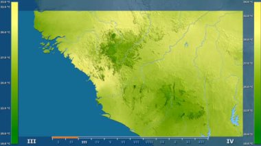 Animasyonlu efsanesi - ham renk shader ile Gine alanında ortalama sıcaklık aya göre. Sterografik projeksiyon