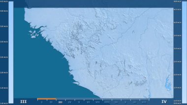 Rüzgar hızı animasyonlu efsanesi - ham renk shader ile Gine alanında aya göre. Sterografik projeksiyon