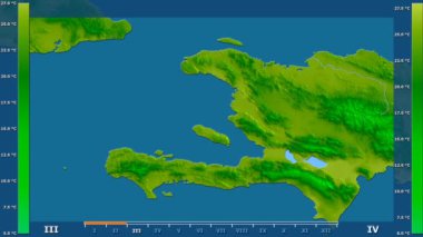 Animasyonlu efsanesi - ham renk shader ile Haiti alanında ortalama sıcaklık aya göre. Sterografik projeksiyon