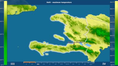 Animasyonlu efsanesi - İngilizce etiketleri ile Haiti alanında aya göre en yüksek sıcaklık: ülke ve sermaye adları, açıklama göster. Sterografik projeksiyon