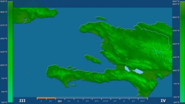 Animasyonlu efsanesi - ham renk shader ile Haiti alanında minimum sıcaklığı aya göre. Sterografik projeksiyon