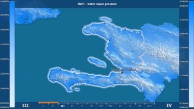 Animasyonlu efsanesi - İngilizce etiketleri ile Haiti alanında aya göre su buhar basıncı: ülke ve sermaye adları, açıklama göster. Sterografik projeksiyon