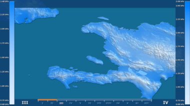 Animasyonlu efsanesi - ham renk shader ile Haiti alanında su buharı basıncı aya göre. Sterografik projeksiyon