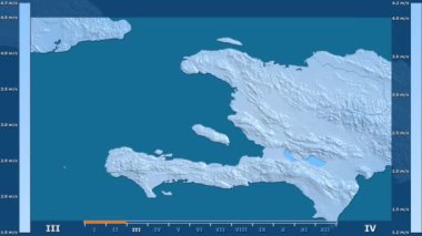 Rüzgar hızı animasyonlu efsanesi - ham renk shader ile Haiti alanında aya göre. Sterografik projeksiyon