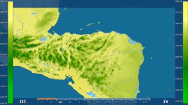 Honduras alanda animasyonlu gösterge - ham renk shader ile maksimum sıcaklık aya göre. Sterografik projeksiyon