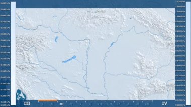 Animasyonlu gösterge - ham renk shader ile Macaristan bölgede su buharı basıncı aya göre. Sterografik projeksiyon