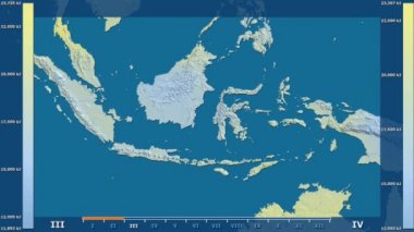 Animasyonlu efsanesi - ham renk shader ile Endonezya alanında güneş radyasyonu aya göre. Sterografik projeksiyon