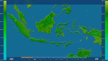 Animasyonlu efsanesi - ham renk shader ile Endonezya alanında minimum sıcaklığı aya göre. Sterografik projeksiyon