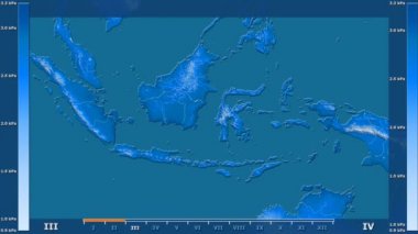 Animasyonlu gösterge - ham renk shader ile Endonezya bölgede su buharı basıncı aya göre. Sterografik projeksiyon