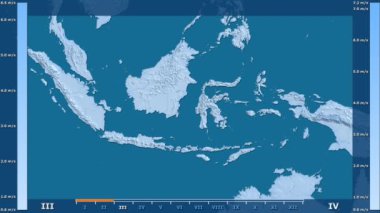 Rüzgar hızı animasyonlu efsanesi - ham renk shader ile Endonezya alanında aya göre. Sterografik projeksiyon