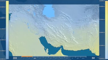 Animasyonlu efsanesi - ham renk shader ile Iran bölgesinde güneş radyasyonu aya göre. Sterografik projeksiyon