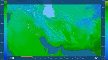 Animasyonlu efsanesi - ham renk shader ile Iran alanında minimum sıcaklığı aya göre. Sterografik projeksiyon