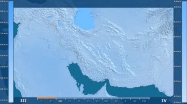 Rüzgar hızı animasyonlu gösterge - ham renk shader ile Iran bölgede aya göre. Sterografik projeksiyon