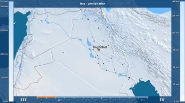 Irak alan animasyonlu efsanesi - İngilizce etiketleri ile aya göre Yağış: ülke ve sermaye adları, açıklama göster. Sterografik projeksiyon