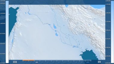 Animasyonlu efsanesi - ham renk shader ile Irak bölgesinde su buharı basıncı aya göre. Sterografik projeksiyon